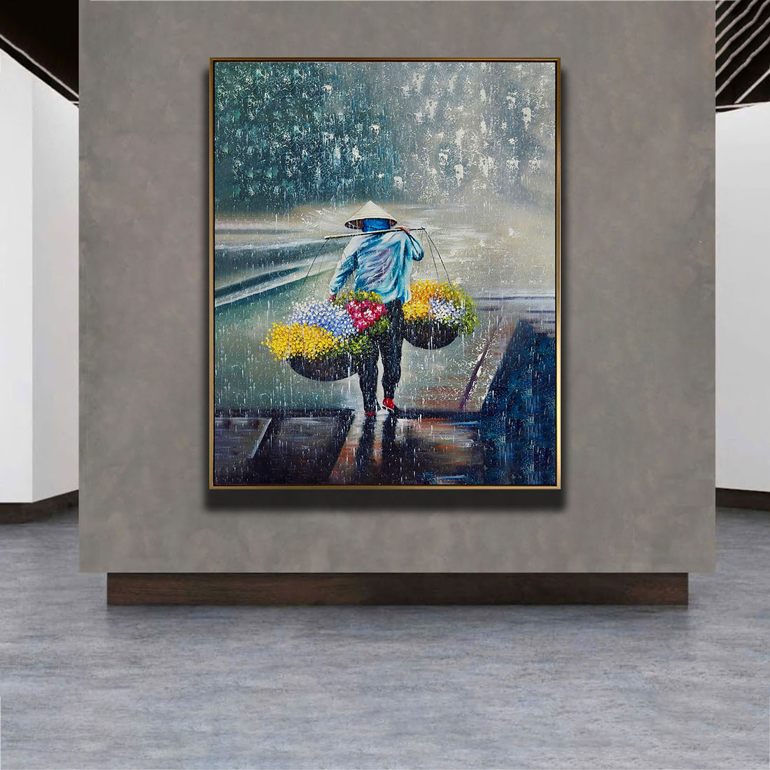 Tranh sơn dầu Gánh Hàng Rong THH05