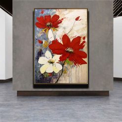 Tranh sơn dầu Hoa Sắc Đỏ THH23