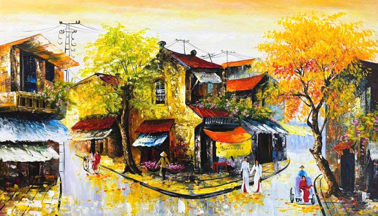 Tranh sơn dầu Phố Cổ