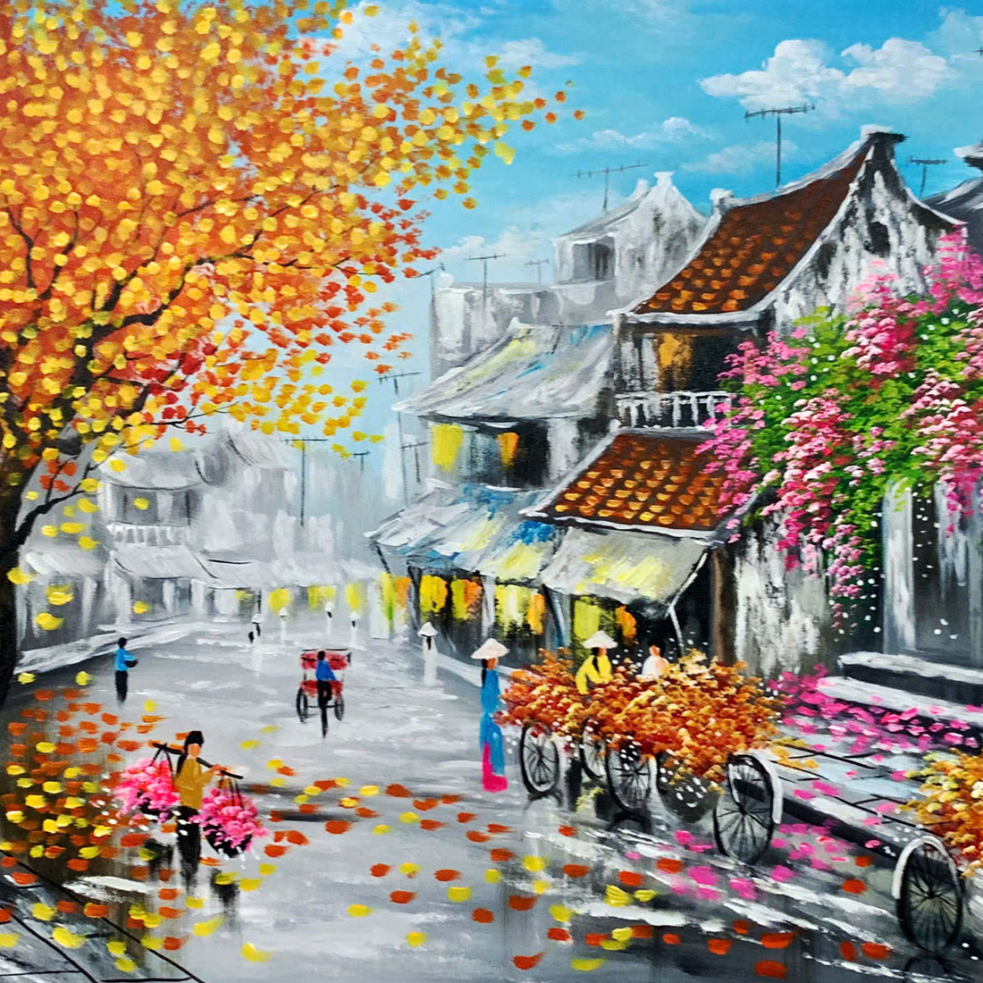 Tranh sơn dầu Phố Cổ