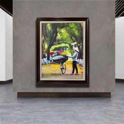 Tranh sơn dầu Cô Gánh Hoa Phố Xưa THH50