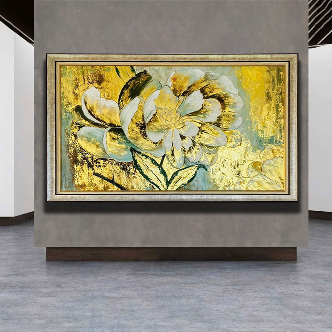 Tranh sơn dầu Hoa Phú Quý Dát Vàng THH45