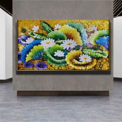 Tranh sơn dầu Hoa Sen Vượng Khí THH34