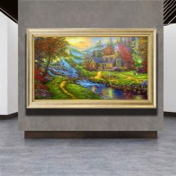 Tranh sơn dầu Ngôi Nhà Bên Suối Thu THH40