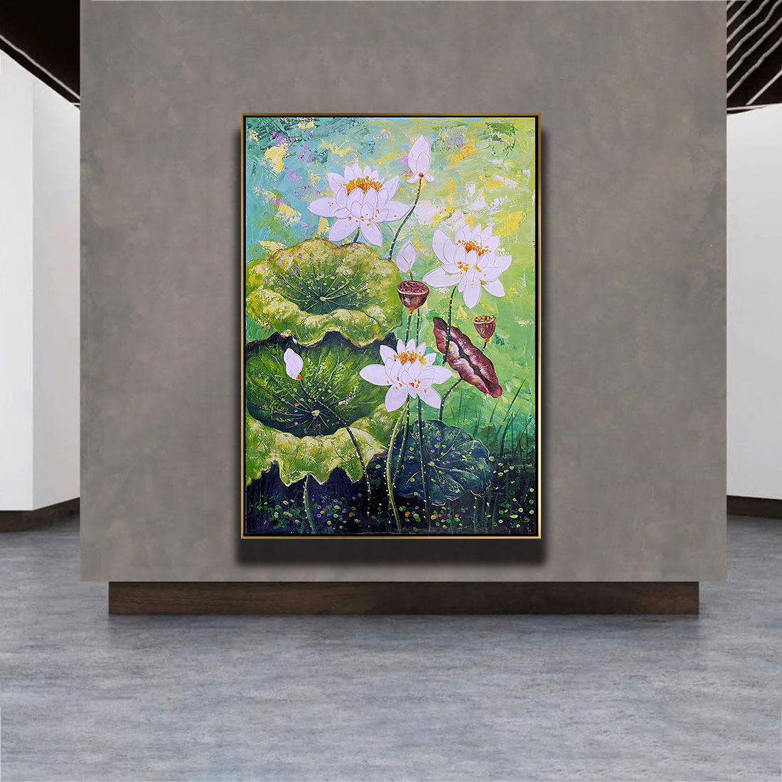 Tranh sơn dầu Sắc Sen Rạng Nắng THH33