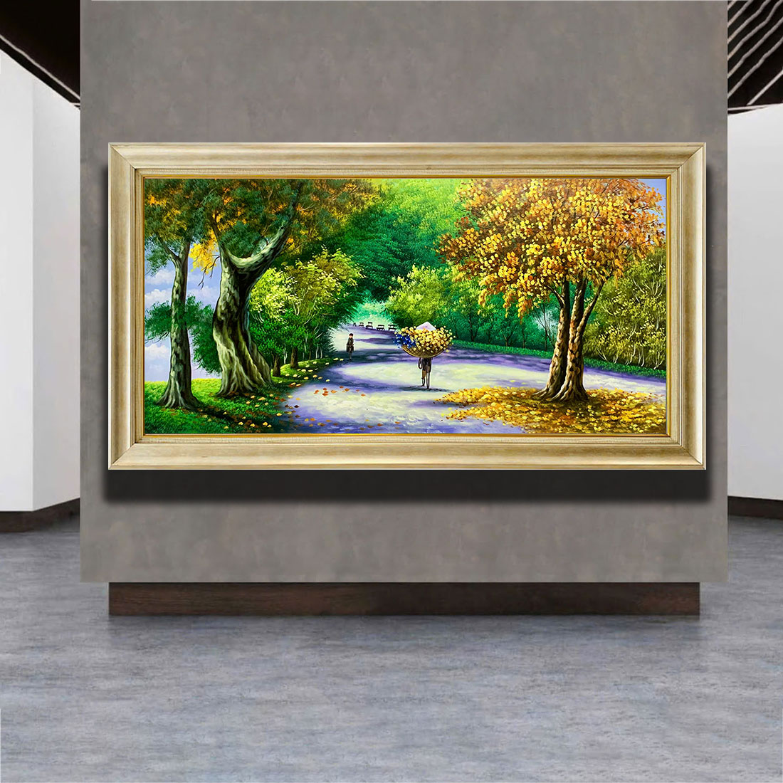 Tranh sơn dầu Sắc Thu Đường Làng THH41