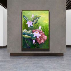 Tranh sơn dầu Sen Hồng Mộng Sắc THH32