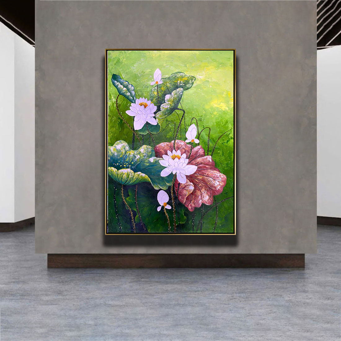 Tranh sơn dầu Sen Hồng Mộng Sắc THH32