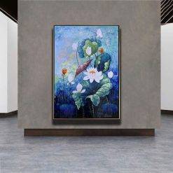 Tranh sơn dầu Sen Trắng Thuần Khiết THH31